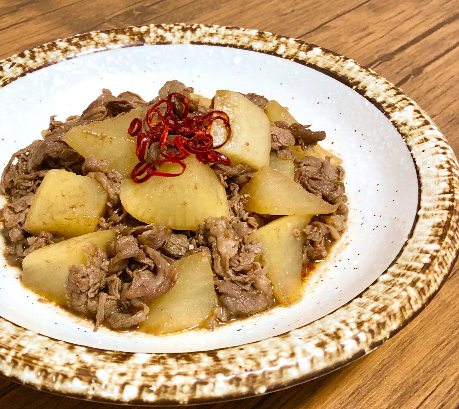 牛こま肉と大根の甘辛煮